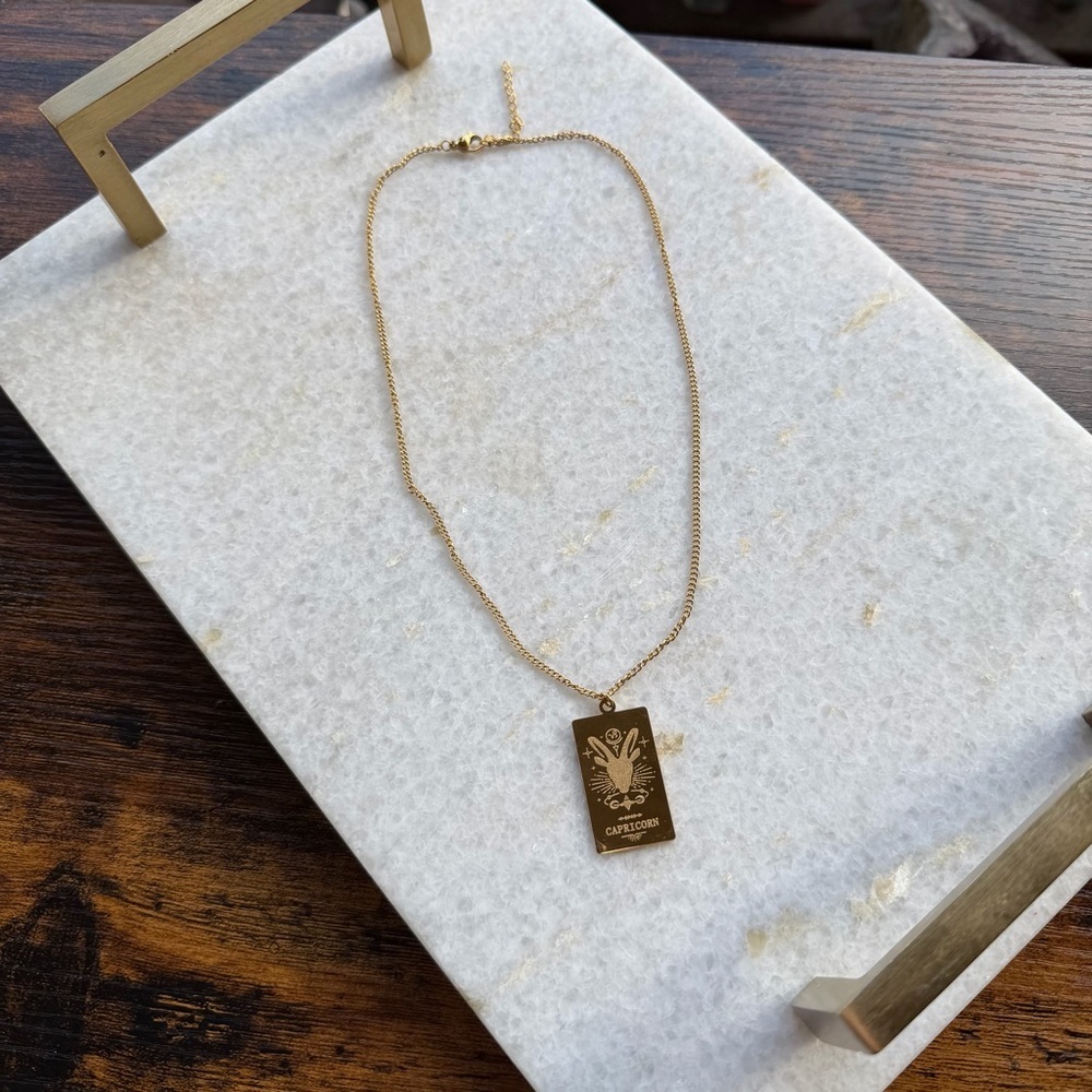 Gold Capricorn Zodiac Necklace